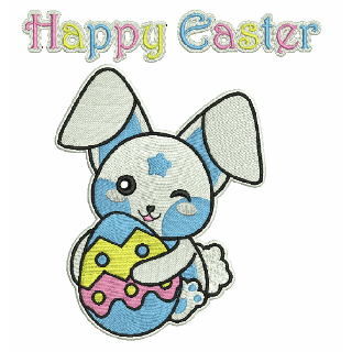 Happy Easter bunny embroidery design - Embroidery Design