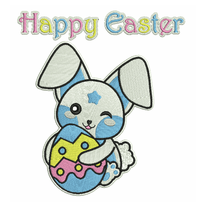 Happy Easter bunny embroidery design - Embroidery Design