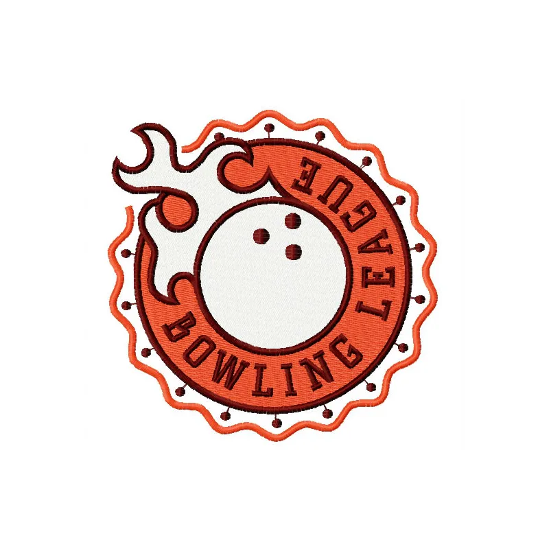 Bowling league 3 embroidery design featuring dynamic bowling motifs, ideal for apparel and accessories.