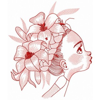 Curious girl embroidery design - Embroidery Design