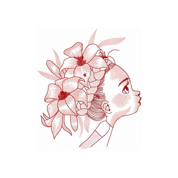 Curious girl embroidery design - Embroidery Design