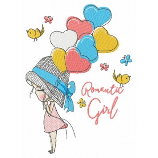 Romantic girl embroidery design - Embroidery Design