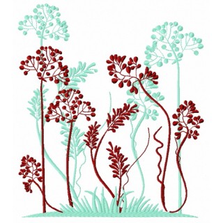 Grass and flowers embroidery design - Embroidery Design