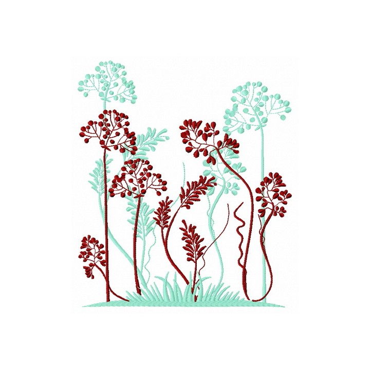 Grass and flowers embroidery design - Embroidery Design