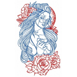 Girl with cross embroidery design - Embroidery Design