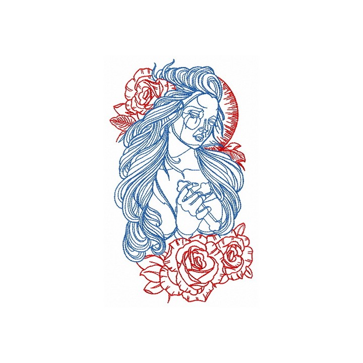 Girl with cross embroidery design - Embroidery Design