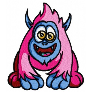 Horny pink monster embroidery design - Embroidery Design