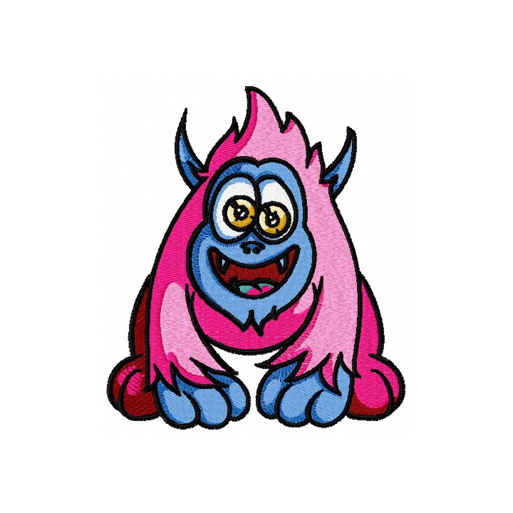 Horny pink monster embroidery design - Embroidery Design
