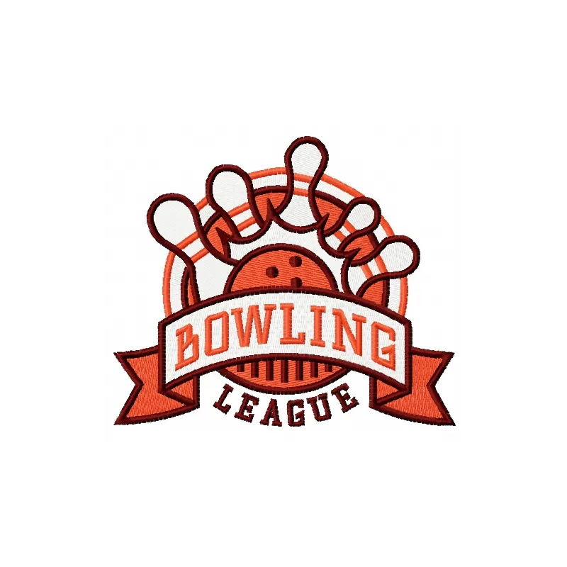 Bowling league embroidery design featuring a fun bowling motif, perfect for stitching on t-shirts and tote bags.
