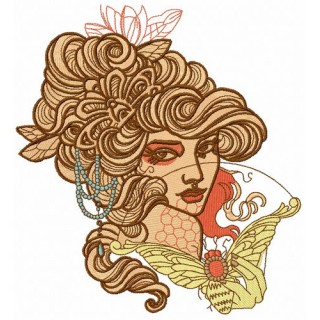 Supercilious girl embroidery design - Embroidery Design