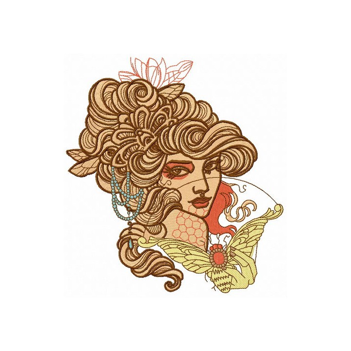 Supercilious girl embroidery design - Embroidery Design