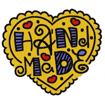 Preview of 'I love handmade' embroidery design showcasing intricate stitching patterns for crafting projects.