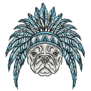 Bulldog ready for Indian party embroidery design - Embroidery Design