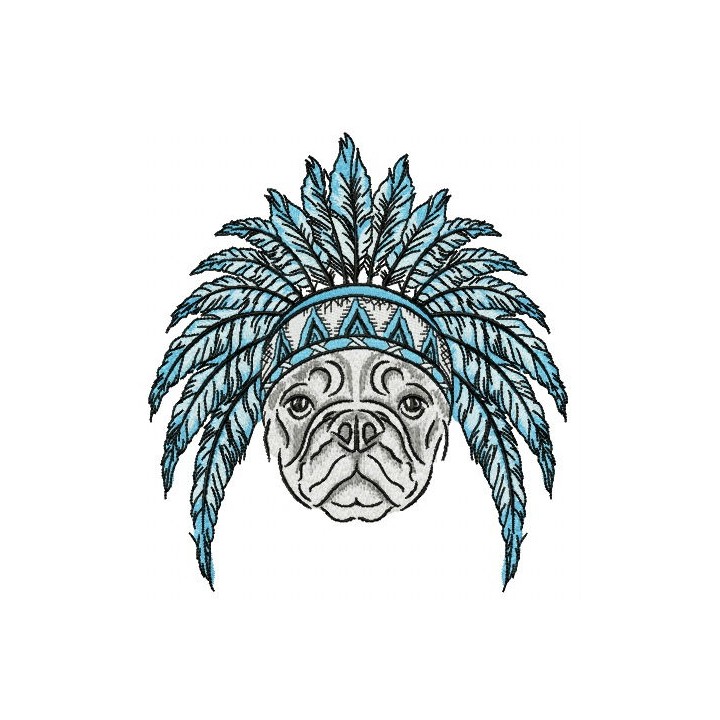 Bulldog ready for Indian party embroidery design - Embroidery Design