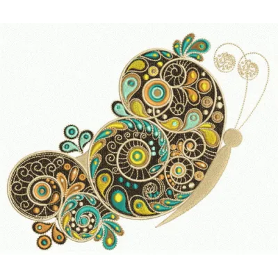Fancy butterfly embroidery design showcasing intricate details, perfect for embellishing garments and accessories.