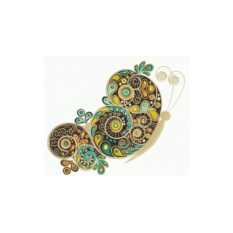 Fancy butterfly embroidery design showcasing intricate details, perfect for embellishing garments and accessories.