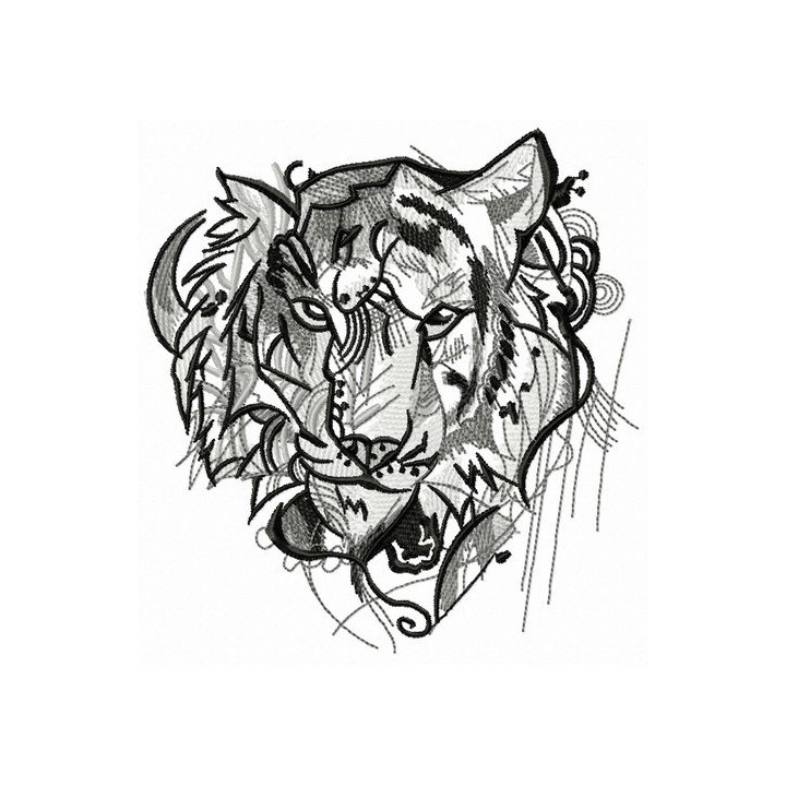 Aggressive tiger embroidery design - Embroidery Design