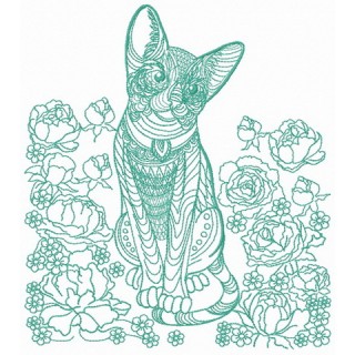 Mosaic cat 7 embroidery design - Embroidery Design