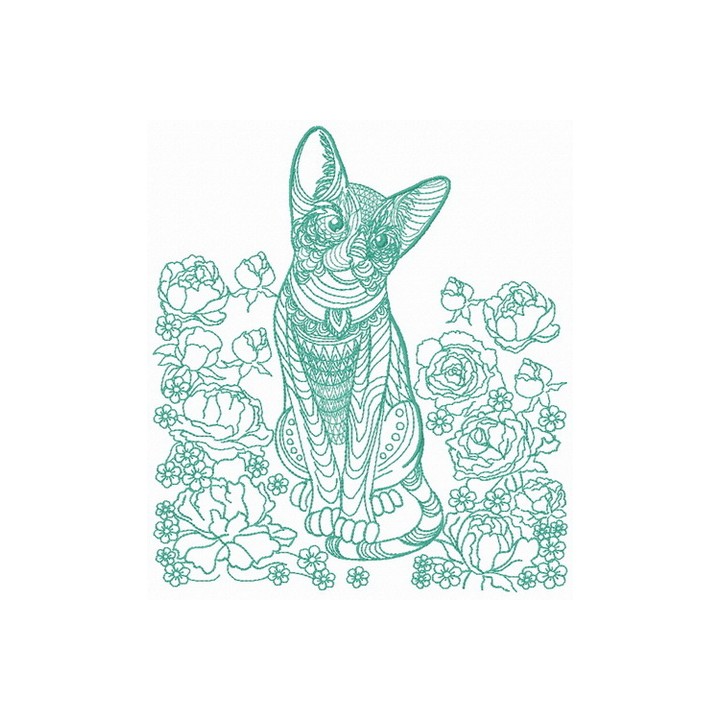 Mosaic cat 7 embroidery design - Embroidery Design