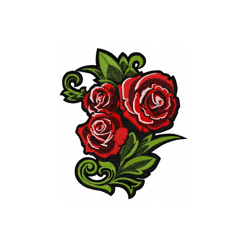 Bouquet of roses embroidery design showcasing intricate floral details, perfect for embellishing various fabric items.