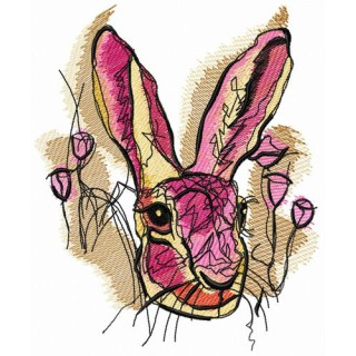 Pink rabbit embroidery design - Embroidery Design