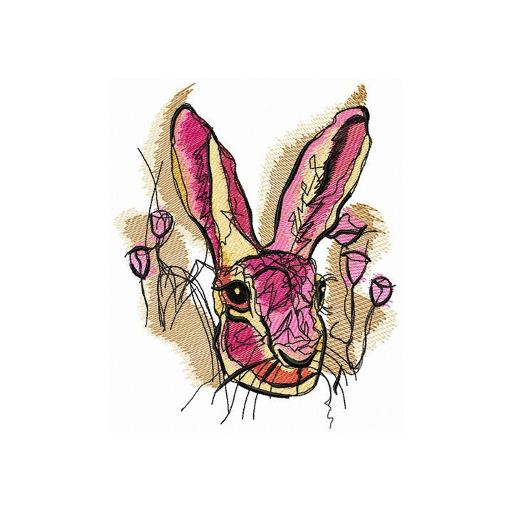 Pink rabbit embroidery design - Embroidery Design