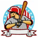 Detailed preview of the Baseball Player 13 embroidery design, showcasing a dynamic stitched motif for sports enthusiasts.