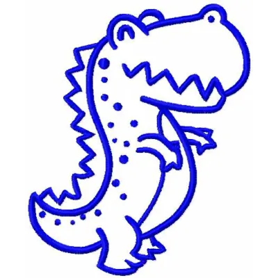 Preview of a blue t-rex embroidery design, showcasing a playful dinosaur motif for creative stitching projects.