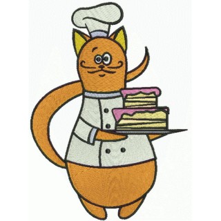 Cat chef embroidery design - Embroidery Design
