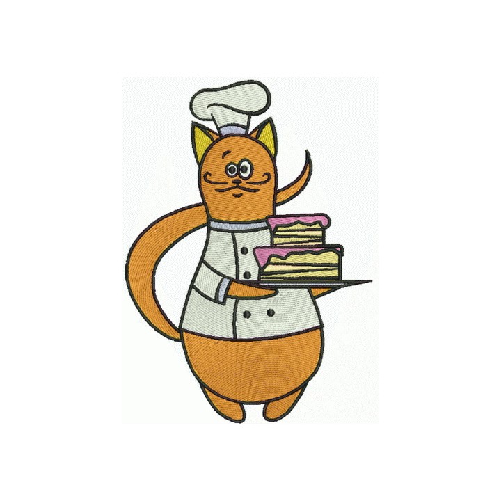Cat chef embroidery design - Embroidery Design