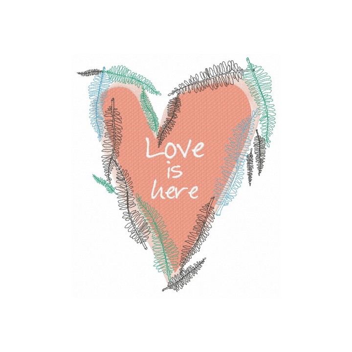 Love is here embroidery design - Embroidery Design