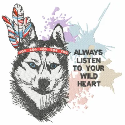 Indian wolf embroidery design showcasing intricate details, ideal for stitching on jackets or bags.