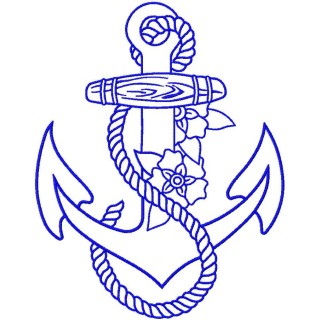 Anchor one colored embroidery design - Embroidery Design