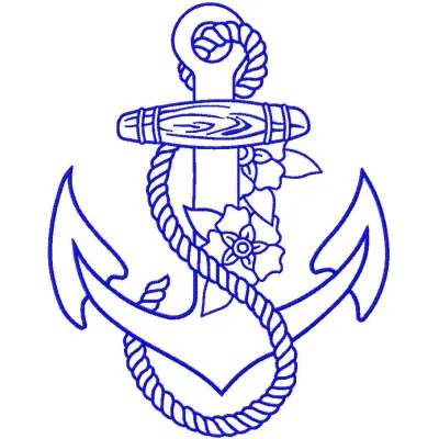 Preview of the Anchor one colored embroidery design featuring a nautical theme, ideal for sea-inspired projects.