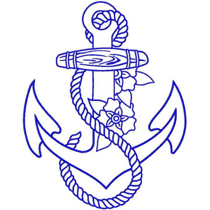 Anchor one colored embroidery design - Embroidery Design