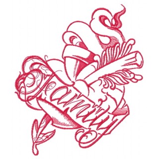 Family one color embroidery design - Embroidery Design