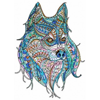 Mosaic wolf 6 embroidery design - Embroidery Design
