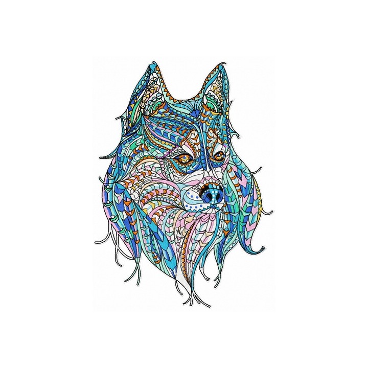 Mosaic wolf 6 embroidery design - Embroidery Design
