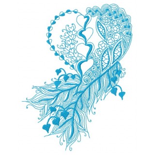 Feathered heart one color embroidery design - Embroidery Design