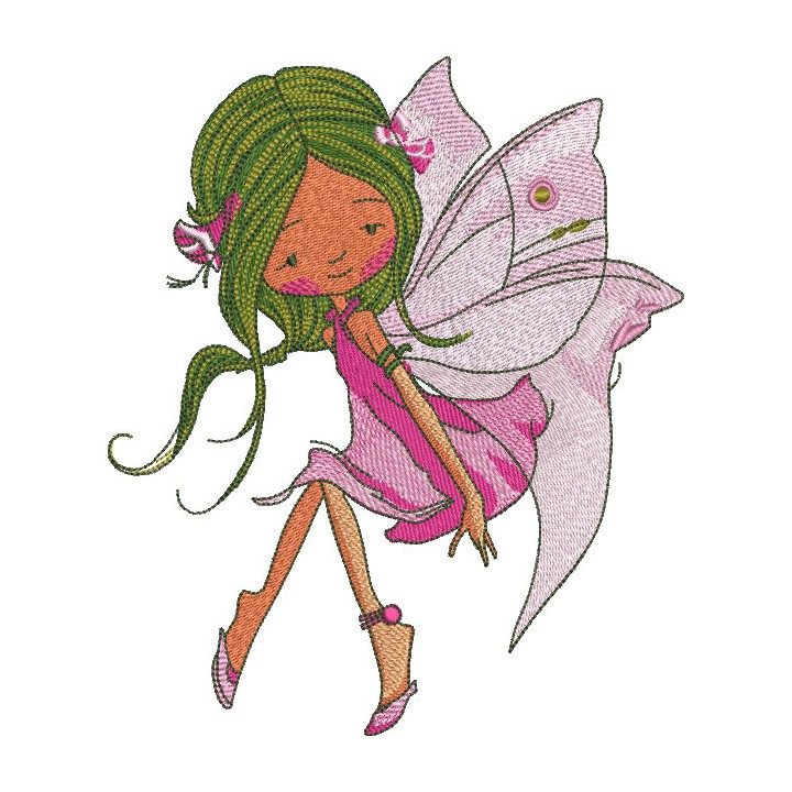 Young Fairy in Pink Dress embroidery design - Embroidery Design