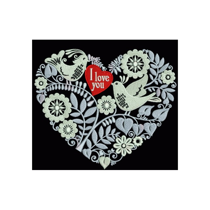 Birdie heart embroidery design - Embroidery Design
