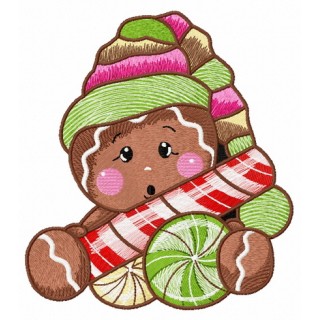 Surprised gingerbread man embroidery design - Embroidery Design