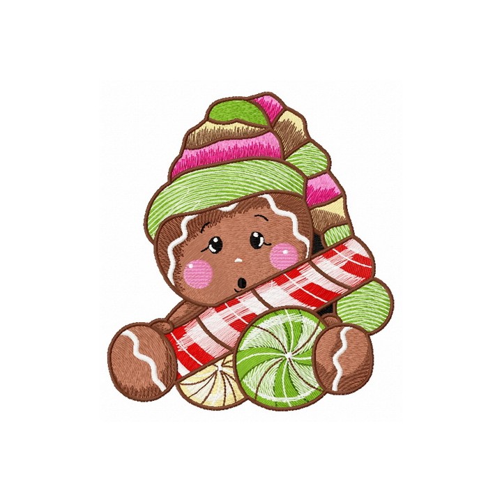 Surprised gingerbread man embroidery design - Embroidery Design