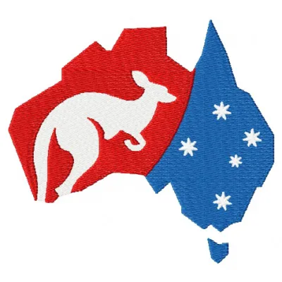 Australian kangaroo embroidery design featuring a detailed kangaroo motif, perfect for stitching on apparel and accessories.