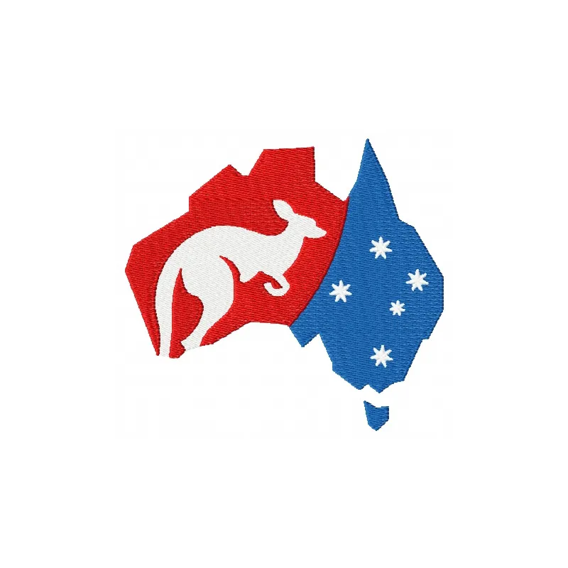Australian kangaroo embroidery design featuring a detailed kangaroo motif, perfect for stitching on apparel and accessories.