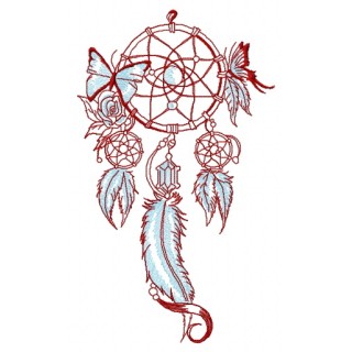 Dreamcatcher with butterflies embroidery design - Embroidery Design