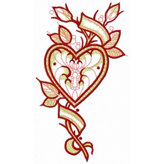 Locked heart embroidery design - Embroidery Design