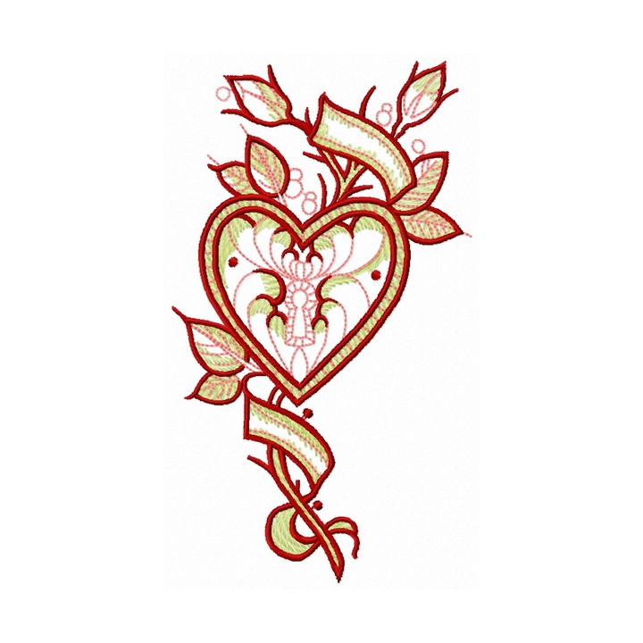 Locked heart embroidery design - Embroidery Design