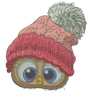 Bird in knitted hat embroidery design - Embroidery Design