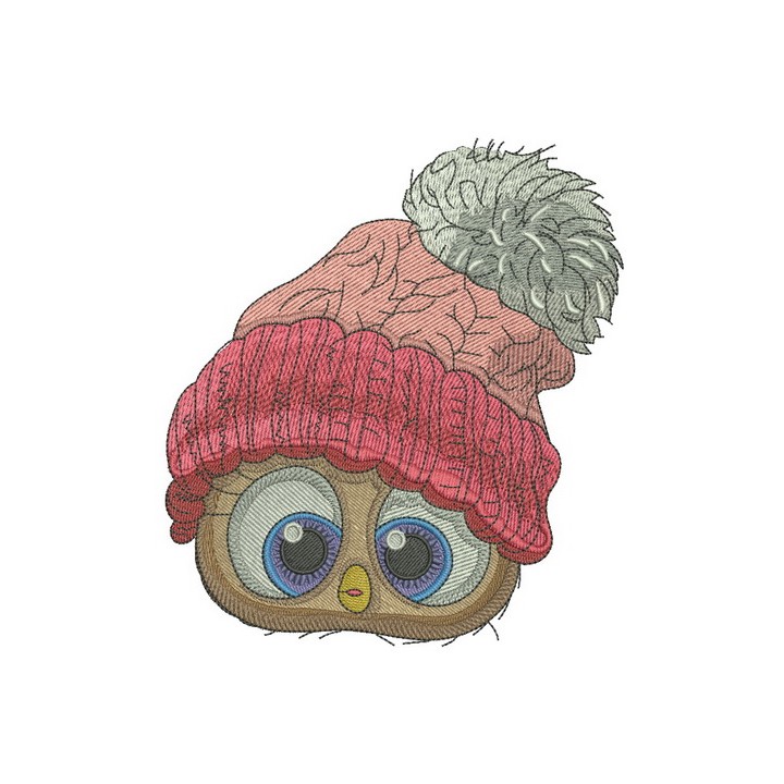 Bird in knitted hat embroidery design - Embroidery Design